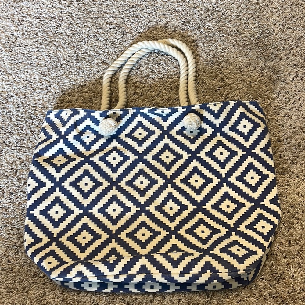 Summer & Rose Blue/White Patterned Shoulder Tote Bag